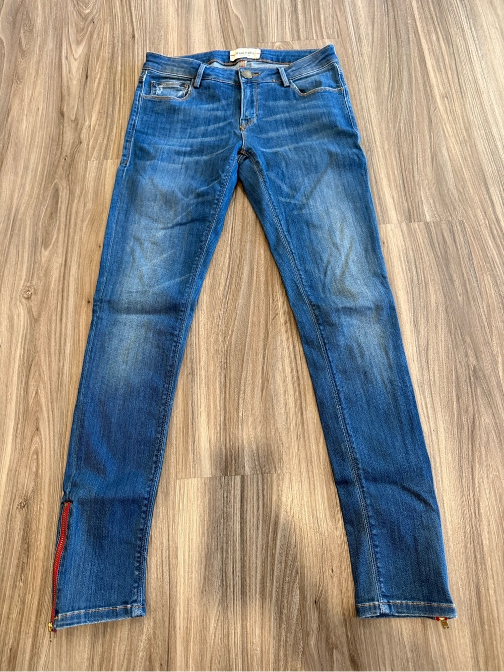 Etienne Marcel Skinny Stretch Jeans with Ankle Zips in Blue